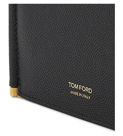 Shop Tom Ford Black Textured Leather Money Clip Wallet