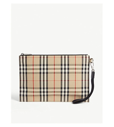 Shop Burberry Vintage Check Pouch In Archive Beige
