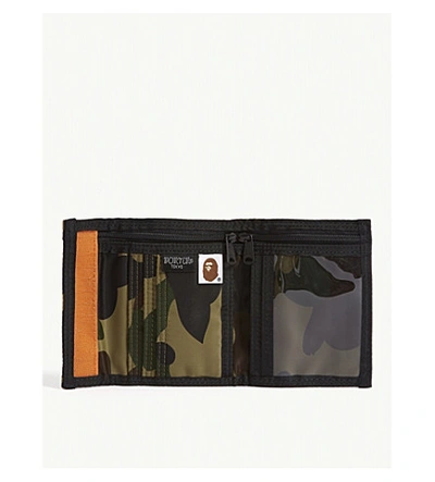 Shop A Bathing Ape Bape X Head Porter Camouflage Print Wallet In Green