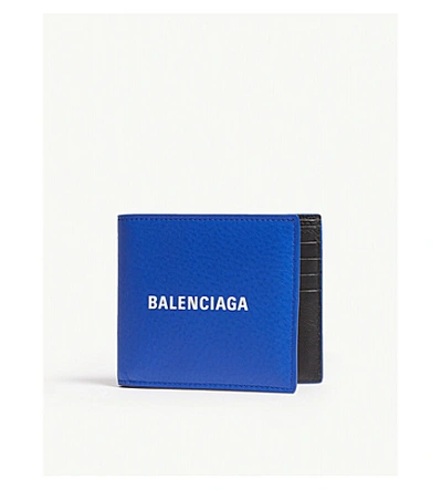 Shop Balenciaga Baltimore Grained Leather Billfold Wallet In Bright Blue