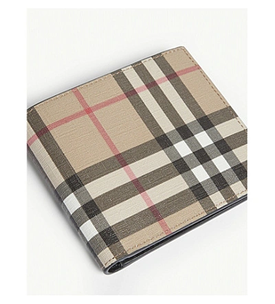 Shop Burberry Vintage Check Leather Wallet In Archive Beige