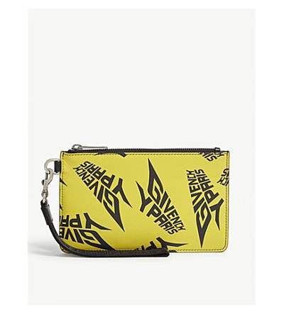 Shop Givenchy Extreme Print Leather Pouch In Yellow
