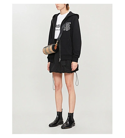 Shop Burberry Logo-embroidered Cotton-jersey Hoody In Black