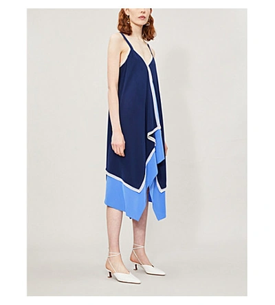 Shop Diane Von Furstenberg Wren Silk-crepe Dress In Navy/blue/ivory