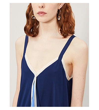 Shop Diane Von Furstenberg Wren Silk-crepe Dress In Navy/blue/ivory