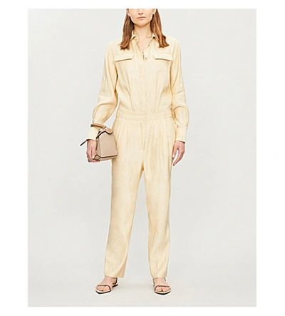 Shop Arje Anouk Linen-blend Jumpsuit In Vanilla