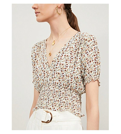 Shop Faithfull The Brand First Light Floral-print Rayon Crop Top In Aurelia Floral