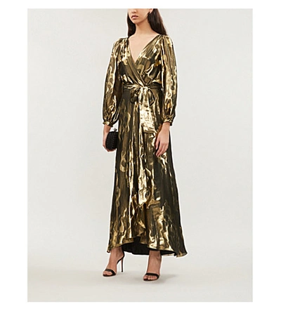 Shop Temperley London Eda Metallic Lamé Midi Dress In Black