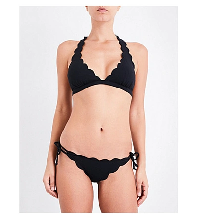 Shop Marysia Spring Scalloped Bikini Top In Black