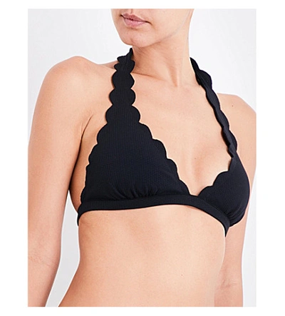 Shop Marysia Spring Scalloped Bikini Top In Black