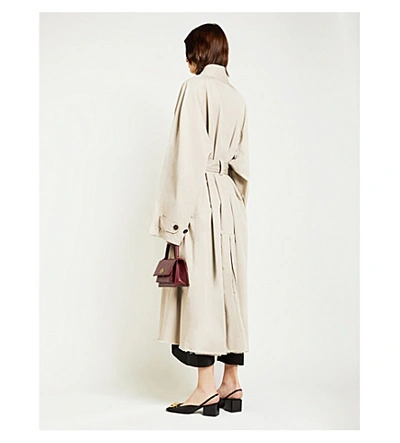 Shop Balenciaga Double-breasted Cotton Trench Coat In Beige