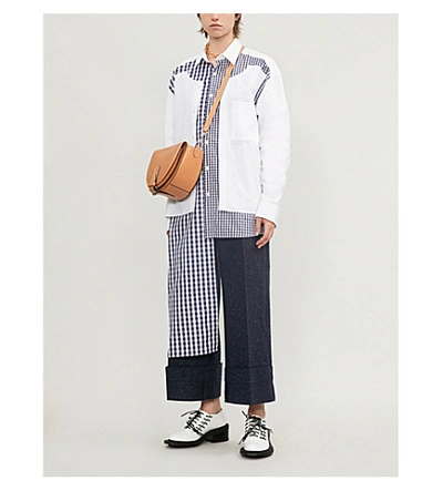 Shop Jw Anderson Gingham-panelled Cotton Shirt In White