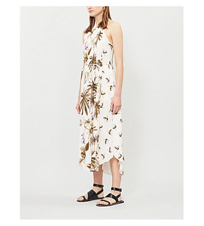 Shop Vince Tropical Garden Crepe Dress In Pale Alder