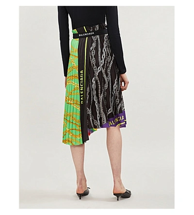 Shop Balenciaga Printed Jersey Skirt In Rainbow/black