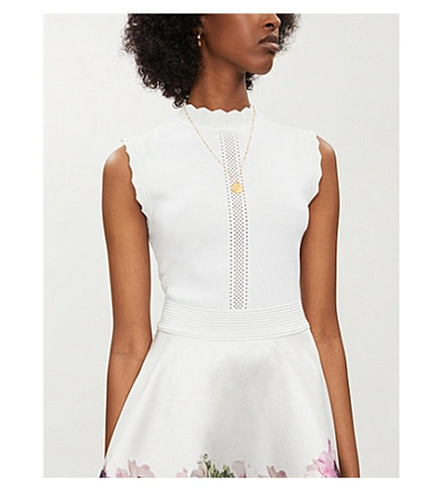 Shop Ted Baker Neopolitan Stretch-knit And Satin Skater Dress In Ivory