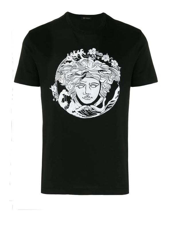 Versace Medusa Wave Embroidered Slim Fit T-shirt In Black | ModeSens