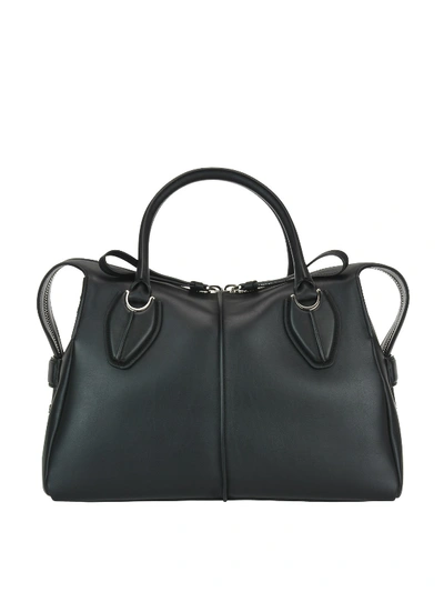 Shop Tod's D-styling Smooth Leather Bowling Bag In Black