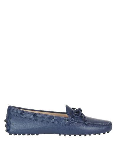 Shop Tod's Logo And Laces Detailed Leather Loafers In Blue