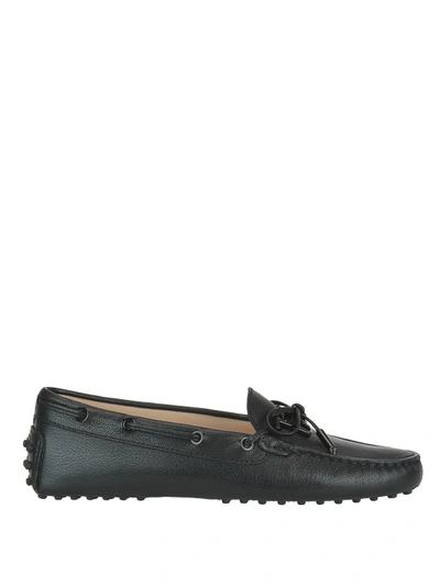 Shop Tod's Laces And Logo Detailed Leather Loafers In Black