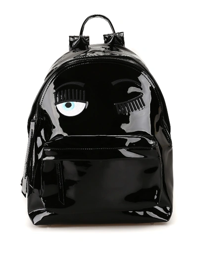 Shop Chiara Ferragni Flirting Vinyl Large Backpack In Black