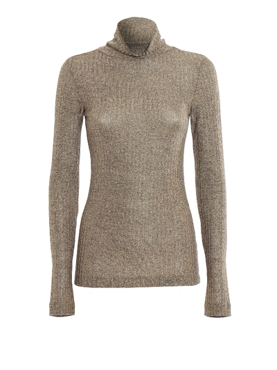 Shop Dondup Gold-tone Lurex Turtleneck Sweater