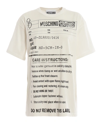 Shop Moschino Army Label Oversize White Cotton Tee