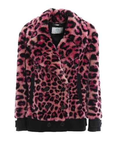 Shop Alberta Ferretti Pink Leo Print Faux Fur Jacket In Animal Print