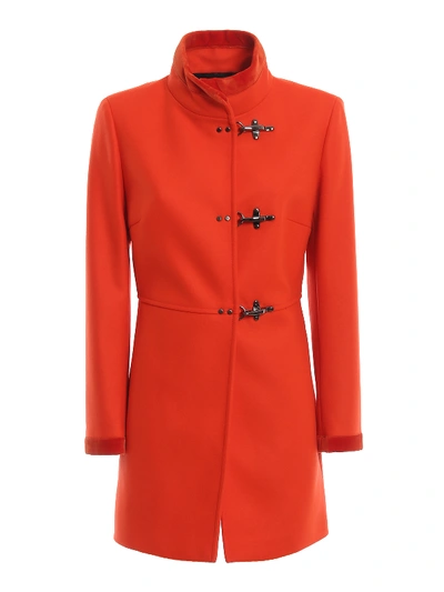 Shop Fay Virginia Three-hook Coral Orange Coat