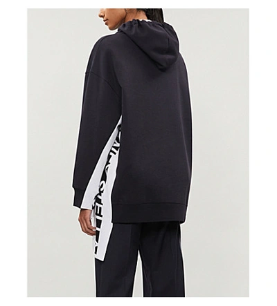 Shop Stella Mccartney Branded-trim Oversized Jersey Hoody In Ink