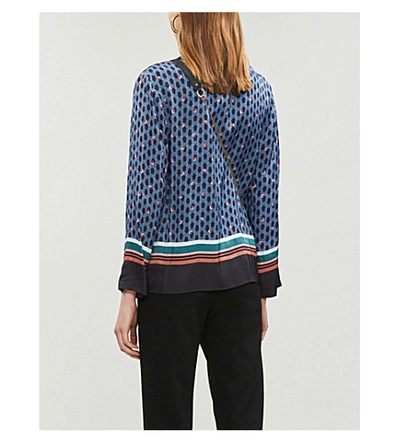 Shop Maje Geometric-print Crepe Shirt In Printed