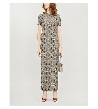 Shop Paco Rabanne Geometric-pattern Metallic-jacquard Maxi Dress In Lurex