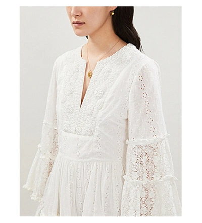 Shop Alexis Norwa Frilled Cotton Dress In White