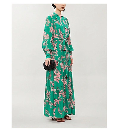 Shop Alexis Rhoda Tiered Floral-print Chiffon Gown In Island Floral