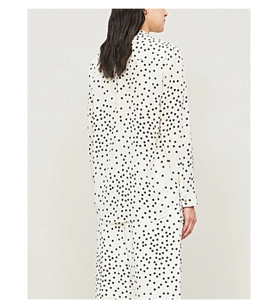 Shop Stella Mccartney Layered Polka Dot Silk-crepe Blouse In Natural/ Black