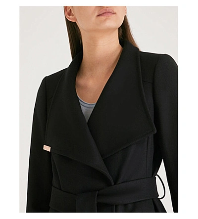 Shop Ted Baker Rytaa High-neck Wool-blend Coat In Black