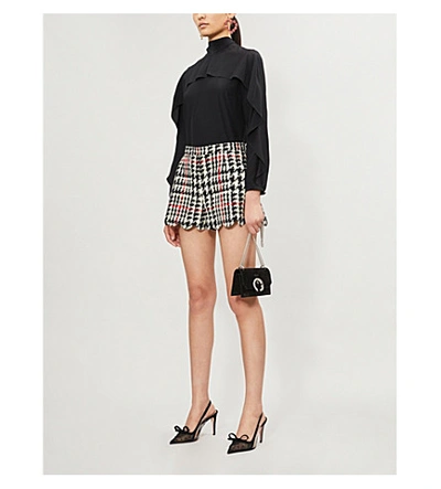 Shop Red Valentino Fitted Wool-blend Tweed Shorts In Nero