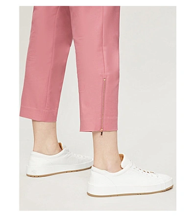 Shop Ted Baker Betha Bow-waist Stretch-cotton Tapered Trousers In Coral