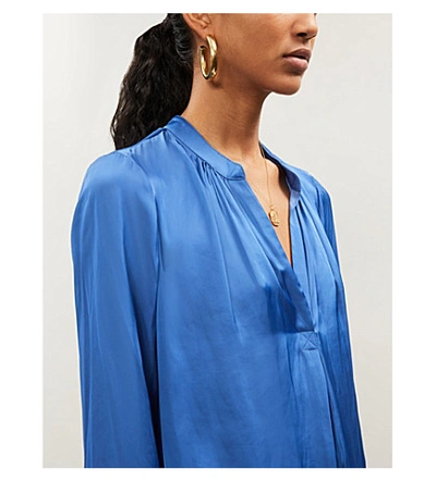 Shop Zadig & Voltaire Tink V-neck Satin Tunic In Bleu Marguerite