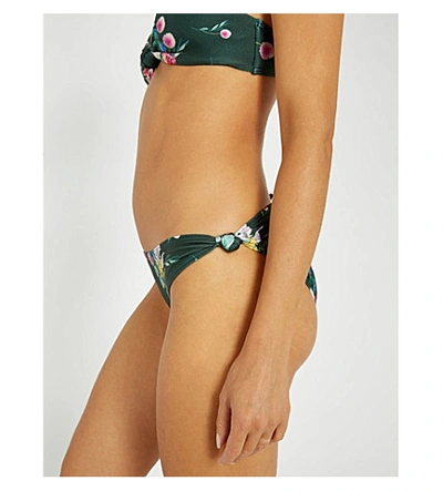 Shop Ted Baker Tekeria Floral-print Bikini Bottoms In Green