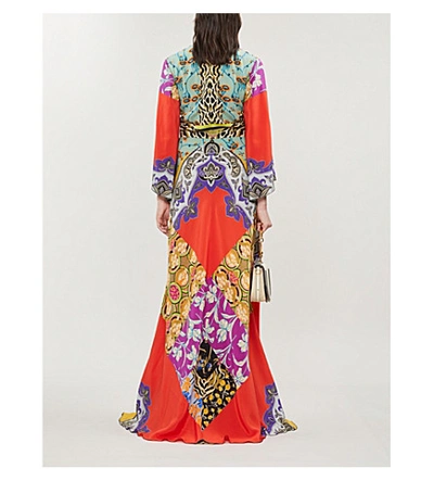 Shop Etro Somerset Floral-print Silk-crepe Maxi Dress In Red