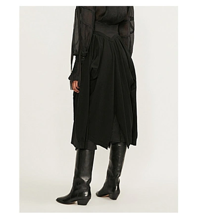 Shop Aganovich Draped Cotton Skirt In Black