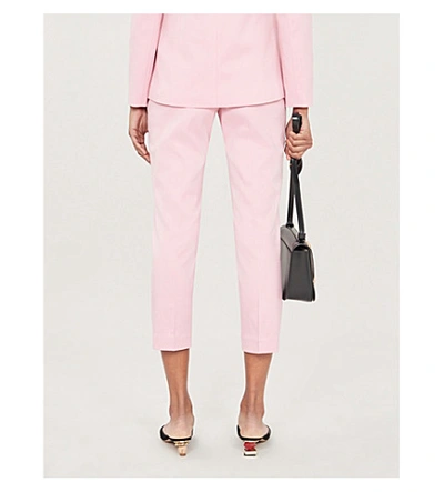 Shop Ted Baker Mid-rise Cropped Stretch-twill Trousers In Dusky-pink