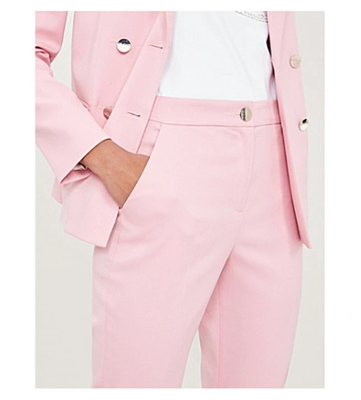 Shop Ted Baker Mid-rise Cropped Stretch-twill Trousers In Dusky-pink