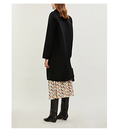 Shop Sandro Gilded-button Wool-blend Coat In Black