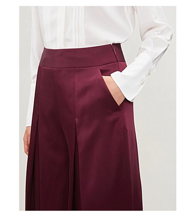 Shop Ted Baker Pleated Satin Culottes In Oxblood