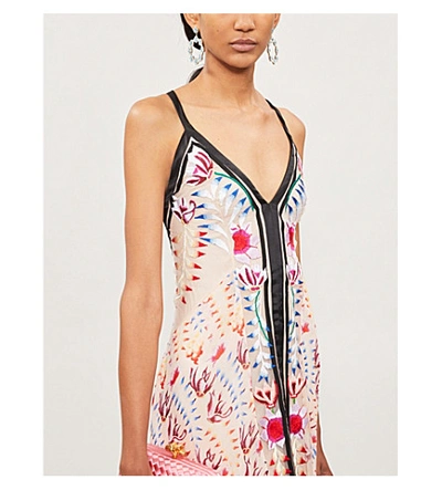 Shop Temperley London Rosy Grosgrain-trimmed Embroidered Crepe Maxi Dress In Cameo Mix