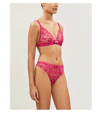 Shop Aubade X Viktor & Rolf Bow-detail Lace Tanga Briefs In Bonbon