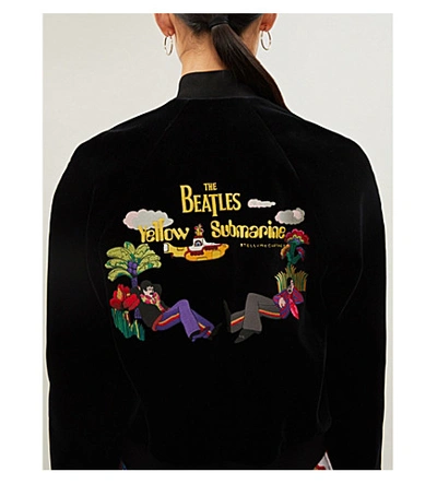 Shop Stella Mccartney X The Beatles Embroidered Velvet Jacket In Black