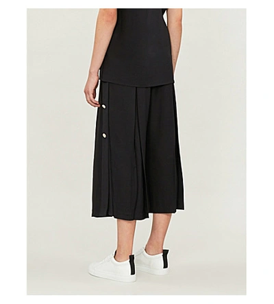 Shop Ted Baker Buttoned-side Crepe Culottes In Navy