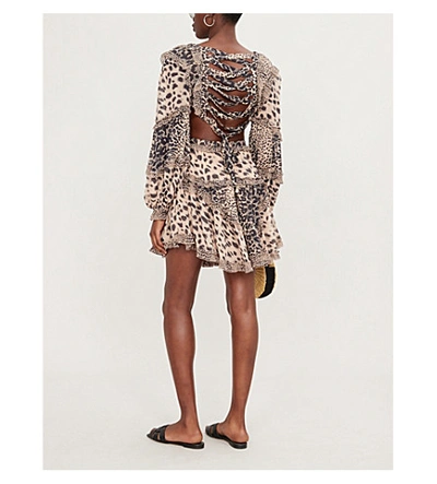 Shop Zimmermann Allia Leopard-print Woven Mini Dress In Spliced